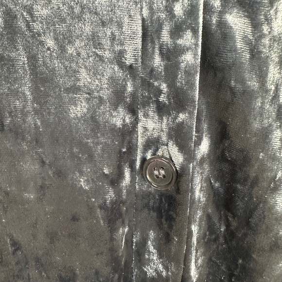 & Other Stories Sz Large Crushed Velvet Velour Button Up Shirt Top Slate Blue - Picture 4 of 7